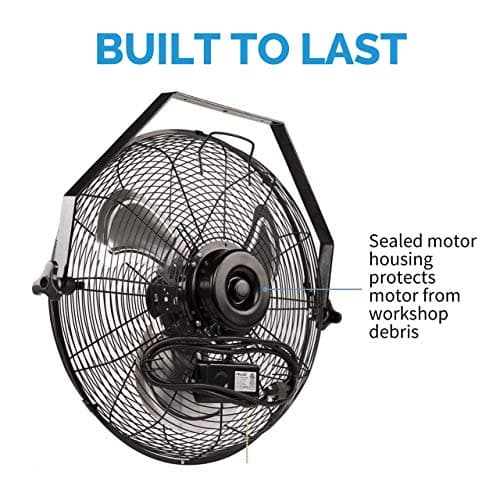 Newair Wall Mounted High Velocity Fan | 18" Air Fan | Quiet Blade Fan | 3 Speed Settings Box Fan | Heavy Duty Fan For Industrial Use | Portable Outdoor Shop Fan | Black | WindPro18W, 3000 CFM