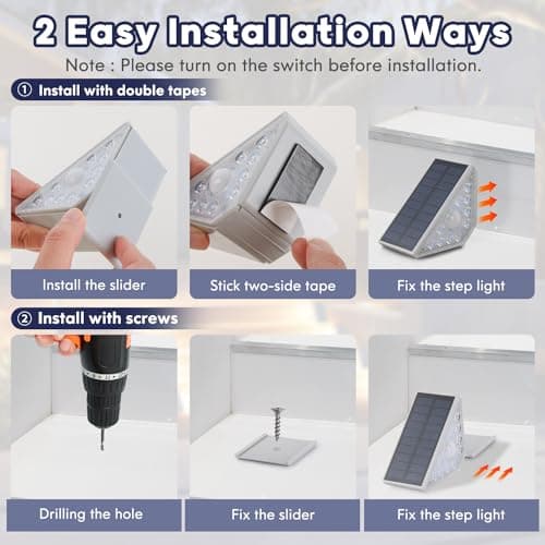 Motion Sensor Solar Stair Lights Outdoor, 8-Pack Super Bright LED Solar Powered Step Lights for Outside, 550LM IP67 Waterproof Outdoor Sensor Lights for Stair Porch Yard Deck, Warm White