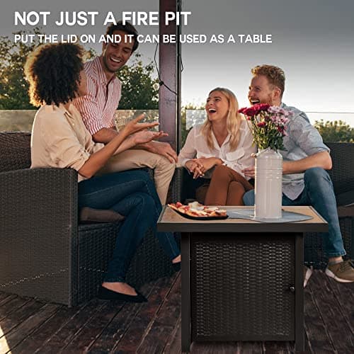 BALI OUTDOORS 50000 BTU Propane Fire Pit for Outdoor, 30 in Fire Pit Table Outdoor, Square Firepits for Outside Backyard, Patio