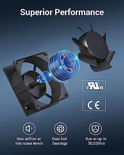 DEWENWILS 2 Pack 120V AC Fan, Waterproof Exhaust Fan 120mm, 18W 2850RPM 90CFM, DIY Cooling Fan for Refrigerator, Computer Case, Compressor Engine, Generator, UL Listed