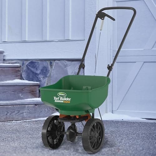 Scotts Turf Builder EdgeGuard Mini Broadcast Spreader for Seed,Fertilizer,Salt,Ice Melt, Holds up to 5,000 sq.ft. Product
