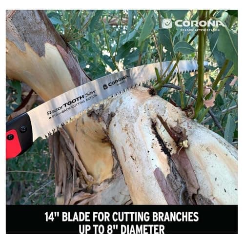 Corona Tools 14-Inch RazorTOOTH Pruning Saw | Tree Saw Designed for Single-Hand Use | Curved Blade Hand Saw | Cuts Branches Up to 8" in Diameter | RS16020, Red