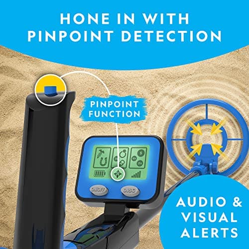 NATIONAL GEOGRAPHIC Metal Detector for Kids - 7.4" Waterproof Metal Detector Coil, Lightweight Gold Detector with Pinpoint Function & LCD Display, Beach Metal Detector (Amazon Exclusive)