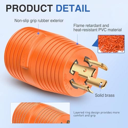 Nilight 30Amp to 50Amp RV Power Adapter 4Prong Generator Twist Plug L14-30P 14-50R 30A Male to 50A Female Receptacle for RVs Camper Caravan Electrical Converter