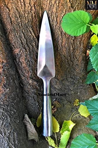 NauticalMart Hand-Forged Viking Saga Iron Spear Point Viking Accessories Medieval Steel Spearpoint Made From Carbon Steel Reenactment, Long Spear SCA LARP Knight (Silver)