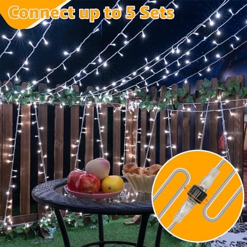 Ollny 120LED 40FT String Lights, Waterproof Connectable Fairy Lights with Timer 8 Modes, Cool White Plug in Christmas Light for Indoor Outdoor Patio Party Bedroom Classroom Decor