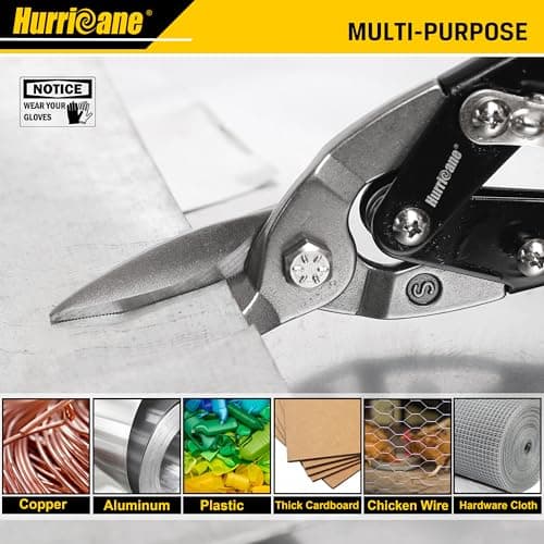 HURRICANE 10 Inch Aviation Tin Snips, Heavy Duty Metal Cutter Shears for Cutting Sheet Metal, Straight Cut, Chrome Vanadium Steel