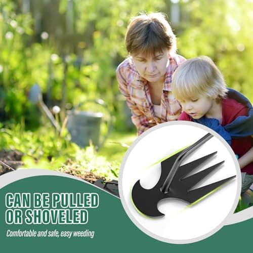 Manual Weed Remover Tool for Lawn and Garden, 2025 Upgrade Garden Weed Pulling Tool Uprooting Weeding Tool,Weed Puller Tool 4 Tooth Manganese Steel for Gardening Backyard Farm (19.7in)