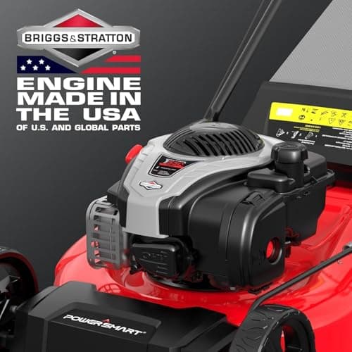 PowerSmart 21-Inch Gas Self-Propelled Lawn Mower, 140cc 4-Stroke B&S Engine, 3-in-1 Function (Mulching, Bagging, Rear Discharge), 6 Height Settings, 10" Rear Wheels, 1.4 Bushel Grass Bag