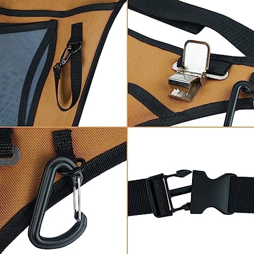 KUNN Garden Tool Waist Belt - 4 Deep Pockets Tool Apron for Women Men,Utility Pouch for Gardening,Electrican,Florists,Plumbing