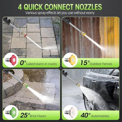 Electric High Pressure Washer - Duede Portable Washer with 23 FT Water Outlet & 6.6 FT Inlet Hose, Steel Spray Wand, Foam-Adjustable Cannon, 4 Nozzle Set, Cleans Car/Patio/Fence/Window, 3800PSI 2.4GPM