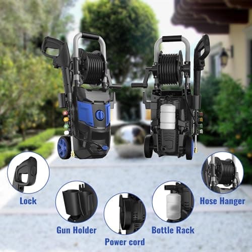 Electric Pressure Washer,4800PSI Max 3.0 GPM 20FT Hose,35FT Power Cord 4 Different Tips Foam Cannon Power Washer