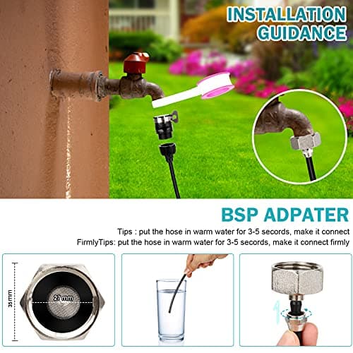 Misting Cooling System, 82FT (25M) Misting Line + 30 Brass Mist Nozzles + Brass Adapter(3/4") for Patio Garden Greenhouse