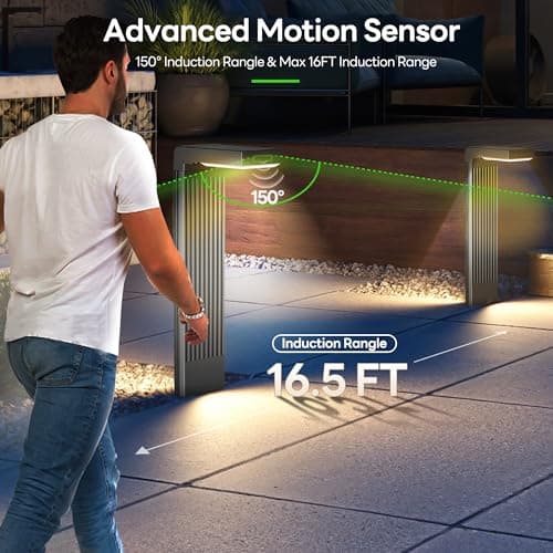 Solar Pathway Lights Outdoor 4Pack, 400LM Motion Sensor Walkway Lights with Warm/Cool White, 12H Lasting, IP65 Waterproof Solar Powered Landscape Lighting for Garden, Yard