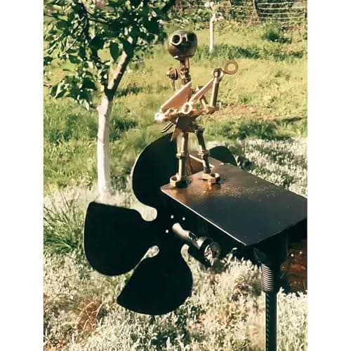 Handmade Metal Bassist Windmill,Handmade Metal Drummer and Guitar Windmill, Wind-Powered Kinetic Sculpture, Wind Spinners for Yard Lawn Garden Patio Decor, Drummer Decor (Guitar)