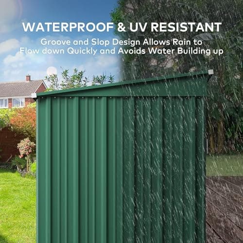 Gizoon 6' x 4' Outdoor Storage Shed with Double Lockable Doors, Anti-Corrosion Metal Garden Shed, Waterproof Shed Outdoor Storage Clearance for Backyard Patio Lawn-Green