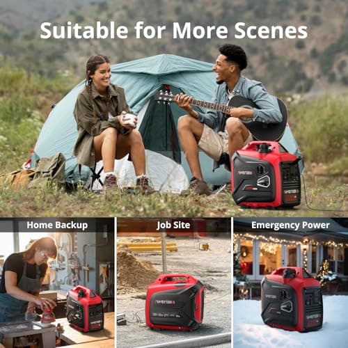 2500-Watt Gas Powered Portable Inverter Generator, CO Sensor, Super Quiet for Home Backup, Emergency, Camping, EPA Compliant 2025 Version