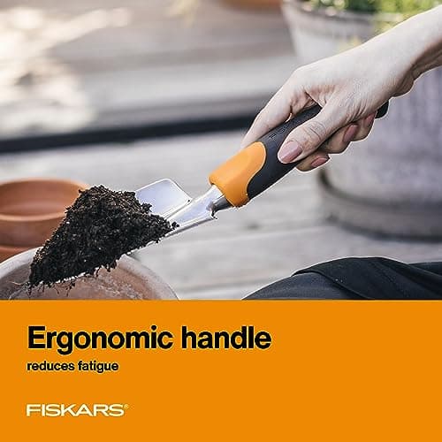 Fiskars Ergo Garden Trowel for Digging and Planting, Heavy Duty Gardening Hand Tool with Hanging Hole