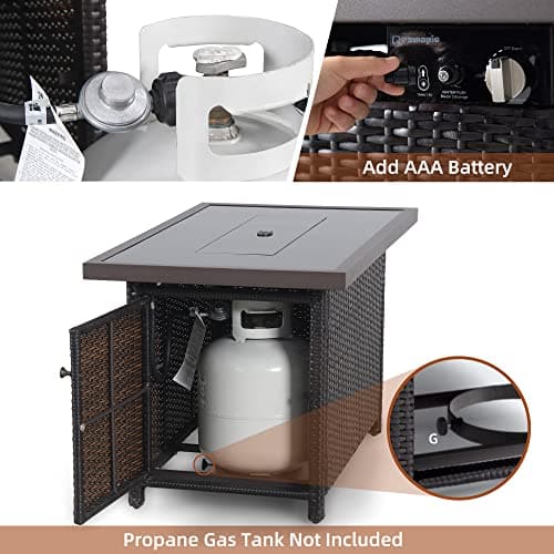 Propane Fire Pits, PAMAPIC 50,000 BTU Auto-Ignition Outdoor Fire Pit Table with Glass Wind Guard,41 Inch Outdoor Fire Tables for Patio Garden Deck Backyard Poolside