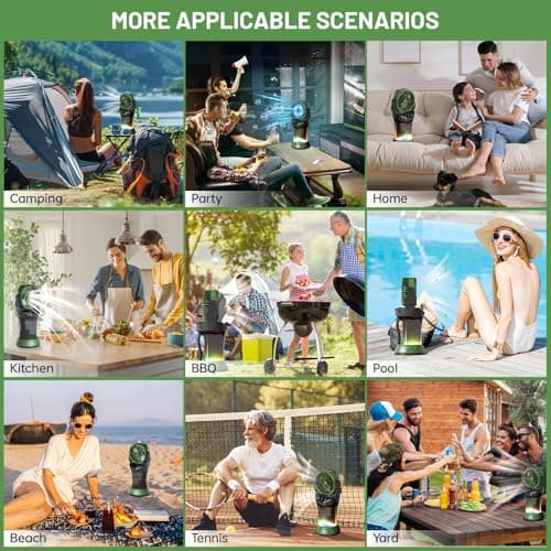 Portable Misting Fan with Remote & 30000mAh Rechargeable Misting Fans for Outside Patios Camping Beach & Workshops Mist Fan Portable for Outdoor/Indoor 2L Water Tank RGB Light 4 Speeds & Spray
