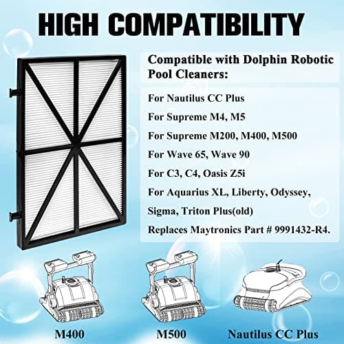 Funmit Ultra Fine Cartridge Filter Replacement for Dolphin Nautilus CC Plus, M200 / M400 / M500 Robotic Pool Cleaner Parts, Replaces Part # 9991432-R4, 4 Pack