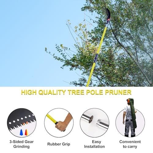 30 FT Manual Pole Saw for Tree Trimming, Extendable Tree Pruner with Sharp Steel Blade and Scissors for High Branches, Sturdy Design Ideal for Pruning Palms and Shrubs