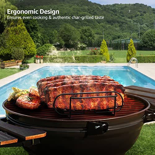 Sorbus® Non-Stick Rib Rack - Porcelain Coated Steel Roasting Stand – Holds 4 Rib Racks for Grilling & Barbecuing - Perfect BBQ Accessories for Smoker and Grill - Durable and Convenient Design (Black)