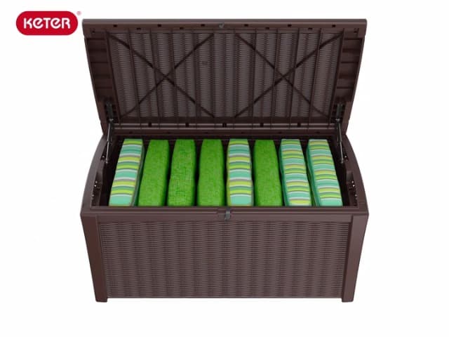 Keter Outdoor Storage Deck Box, 110 Gallon Waterproof Patio Bin, Borneo, Grey