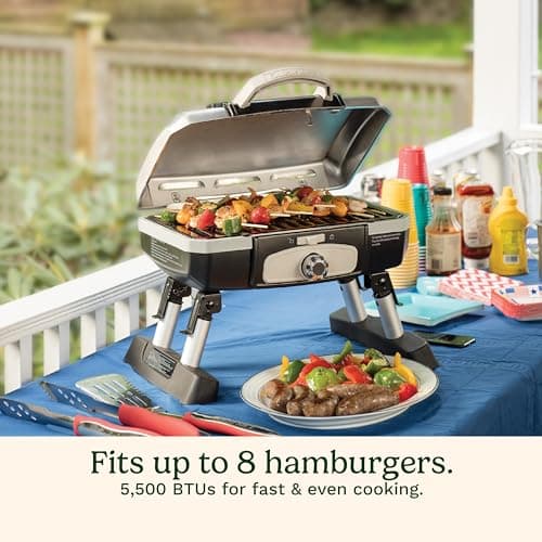 Cuisinart CGG-180TS Petit Gourmet Portable Tabletop Gas Grill, Stainless Steel