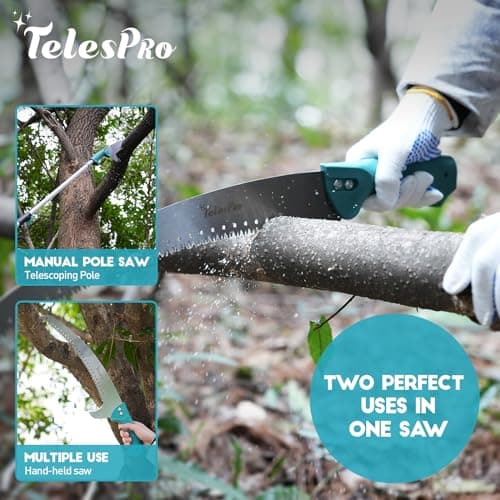 Multi-Purpose Handheld Pruning Saw - 16-Inch Blade, Compatible with Standard US Acme Thread Poles (Pole Sold Separately), Ideal for Tree Trimming