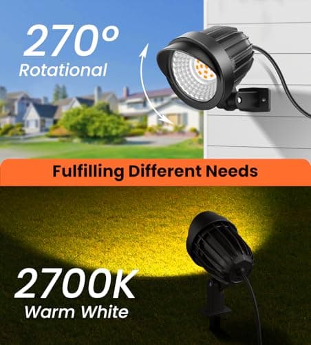 MEIKEE 7W Low Voltage LED Landscape Lights 800LM 12V Outdoor Landscape Lighting 2700K Warm White IP66 Waterproof Garden Pathway Lights Yard Lawn Spotlights with Connectors (4 Pack)