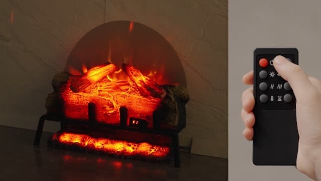 PuraFlame 24" Free Standing Electric Fireplace Log Set Insert, 750W/1500W Heater, 6 Flame Colors with 5 Brightness, Crackling Sound, Remote Control