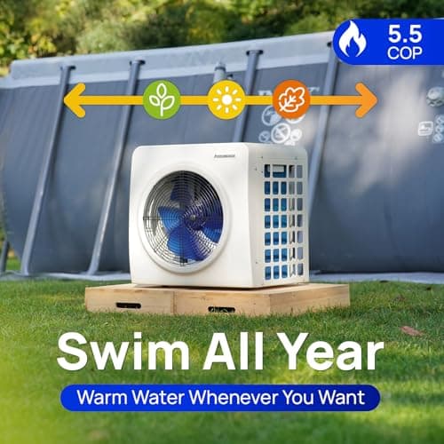 Aquastrong 16,000 BTU Swimming Pool Heat Pump Electric Pool Heater for Above Ground Pools Up to 5,000 Gallons, Heating and Cooling Pool Heater 120V