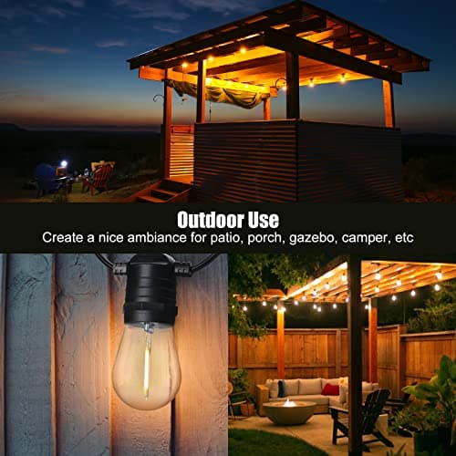 12V Low Voltage Outdoor String Lights, S14 LED String Lights 48FT Outdoor Hanging String Light Shatter-Proof, Outdoor LED String Lights Patio String Light, Décor for Patio, Backyard, Gazebo, Porch
