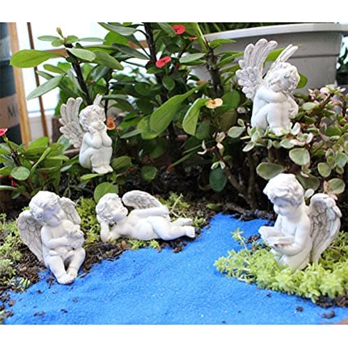 5 Pcs Little Angel Statues Miniatures Garden Stakes Resin Flower Pot Decoration Miniature Garden Planters Angel Figurines Decor