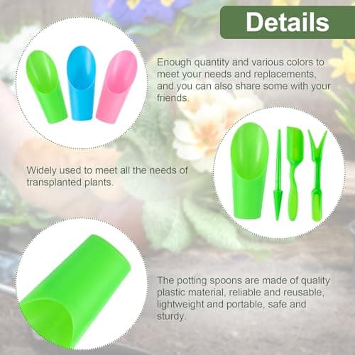 12pcs Garden Shovel Hand Tools Transplanting Succulent Cultivation Digging Scoops Kits Plastic for Flower Planting Bonsai Potting Soil Indoor(Pink Blue Green)