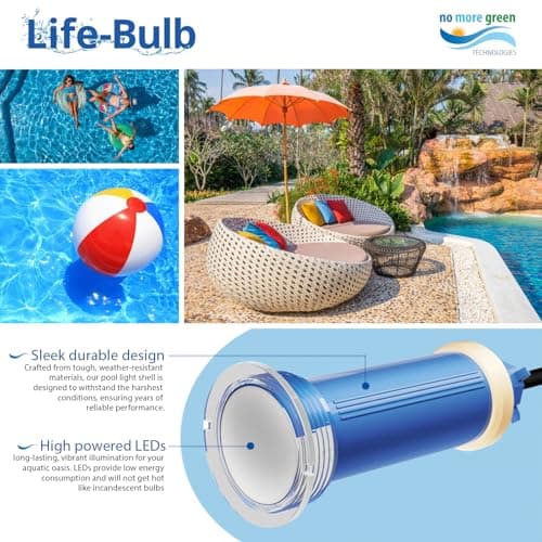 1.5 Inch Pool Light for Inground Pool with 100 Foot Cord - Swimming Pool Light Fixture, Replacement Pool LED Lights - Direct Replacement for Pentair GloBrite - Lifetime Replacement Program