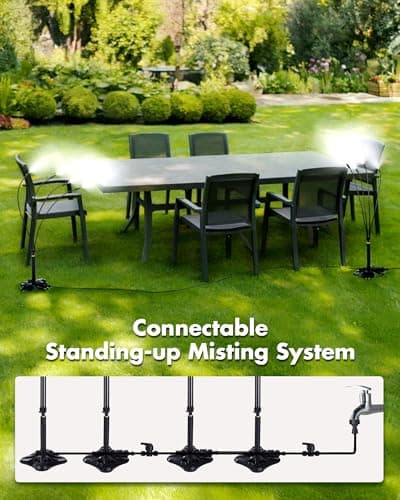 Rafow Standing Misters for Outside Patio Portable Misting System for Cooling Outdoor 26.5 Ft Stand Mist Line Water Sprinklers Patio Mister for Garden Backyard BBQ Party Pool Beach