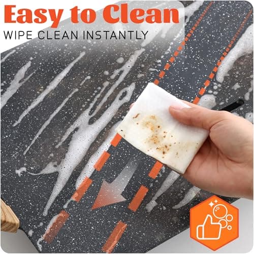 12x20 Inch Extra Large Electric Griddle, 1700W Fast Even Heating, ILAG Granite Nonstick, Slope Design for BBQ Masters, Frameless design for Easy Cleaning, Great for Family Gatherings, Black