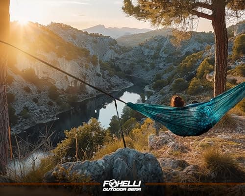Foxelli XL Hammock Straps - Extra Long 20FT Heavy Duty No-Stretch Suspension System, 40+2 Loops, 2000 LBS Capacity, for Indoor/Outdoor Use – Set of 2 Straps & Carry Bag