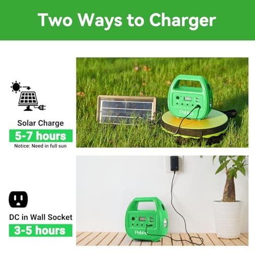 Portable Power Station with Solar Panels Included, Solar Generator with 3 LED Bulbs, USB Ports for Camping, Fishing, Emergency, Home Blackout