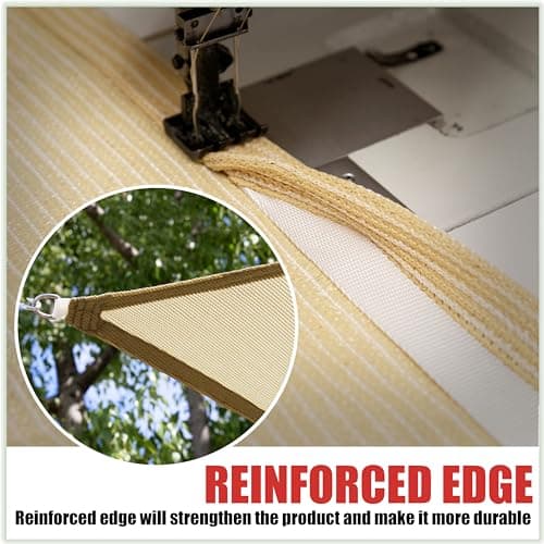 ColourTree 16' x 16' Beige Square Sun Shade Sail Mesh Canopy Fabric Cloth Screen - UV Block Heavy Duty & Commercial Grade, Outdoor Patio Carport (We Make Custom Size)