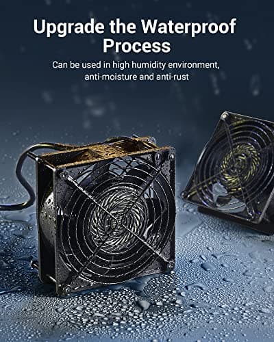 DEWENWILS 2 Pack 120V AC Fan, Waterproof Exhaust Fan 120mm, 18W 2850RPM 90CFM, DIY Cooling Fan for Refrigerator, Computer Case, Compressor Engine, Generator, UL Listed