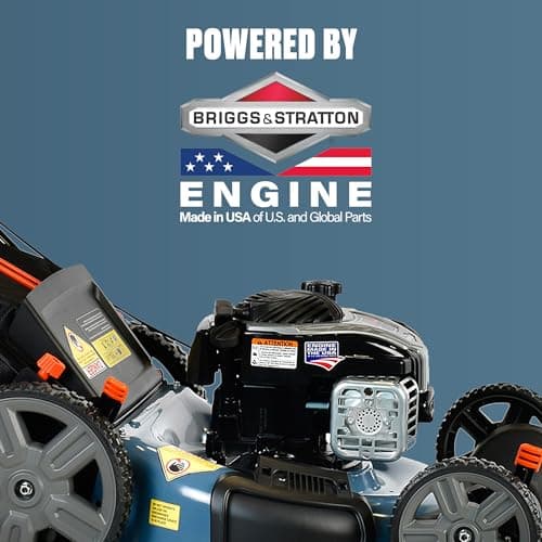 SENIX LSPG-M7 21-Inch Gas Push Lawn Mower with 140 cc 4-Cycle Briggs & Stratton Engine, Bagging, Mulching, and Side Discharge, 6-Position Dual Lever Height Adjustment