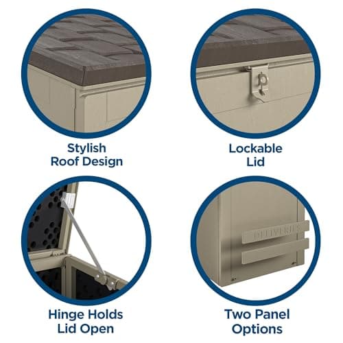 Cosco BoxGuard Outdoor Storage Box, Large Lockable Package Drop Box, 6.3 Cubic Feet, Weather-Resistant Design, Gray/Brown