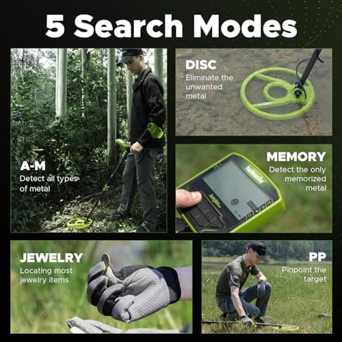 Metal Detector for Adults, 5 Professional Mode with Higher Accuracy 10” Waterproof Coil for Gold Detecting