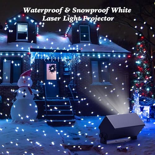 Outdoor Star Lights Projector, AIRIVO White Laser Fairy Lights Projector, Christmas Snowflake Projector 3 Lighting Modes Garden Light with Remote Control for Home, Patio,Landscape