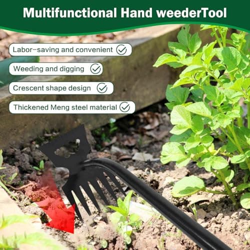Weeding Artifact Uprooting Weeding Tool, 6 Teeth Multifunctional Hand Weeder Tool, Portable Garden Weed Tools, Weed Remover Tool for Yard and Garden