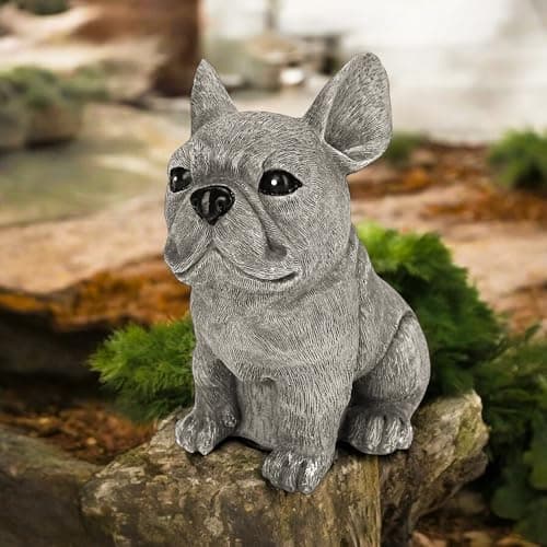 French Bulldog Statue 6.3 Inch – Polyresin Realistic Dog Figurine for Home Décor, English Bulldog Ornament Outdoor Garden, Lawn Gnome, Yard Art, and Flower Bed Decoration