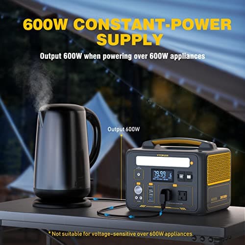 VTOMAN Jump 600X Portable Power Station, LFP Battery Powered Generator with 2x 600W AC Outlets (Surge 1200W), 4x USB ports, 3x DC Output for Outdoor Camping, Vehicle Emergency, Electric Backup